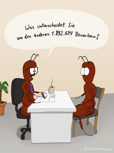 Cartoon: Bewerbungsgespräch (medium) by Frank Zimmermann tagged bewerbungsgespräch,ameise,bewerbung,büro,ant,boss,cartoon,coffee,job,office,chef,kaffee