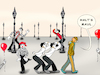 Cartoon: Pantomime (small) by SoRei tagged pantomime,clown,artist,straßenkünstler,straßentheater,passant,aufdringlich,nachäffen,still,schwiegen,kultur,frankreich,darstellung,tanzen,ohne,worte,wortlos,mimik,gestik,alles,nachahmen,belästigen,verfolgen,bedrängen,peinlich,sich,wehren,ablehnen,verweigern,ausdruck,körper,theater,maske,handschuhe,zirkus,akrobatik,avantgarden,schauspieler,schattentheater,stummfilm,mime,lebende,statue,improvisation,harlekin