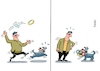 Cartoon: Stöckchen holen (small) by RABE tagged olympiade,sommerspiele,sport,paris,cartoon,karikatur,pressezeichnung,farbcartoon,tagescartoon,treppchen,podest,siegerehrung,siegerpodest,hund,herrchen,training,ringe