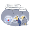 Cartoon: Neuer Fisch (small) by Lo Graf von Blickensdorf tagged cartoon,koi,karpfen,aquarium,fisch,name,uwe,nickname,tiername,tiere,männer,natur,privat,tierschutz,mann,zoo,haustier
