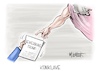 Cartoon: Konklave (small) by Mirco Tomicek tagged papst,franziskus,bestattung,konklave,tod,verstorben,rom,vatikan,us,präsident,donald,trump,reisen,reise,amerika,michelangelo,erschaffung,adams,hand,finger,gott,sixtinische,kapelle,cartoon,karikatur,pressekarikatur,mirco,tomicek