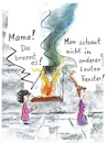 Cartoon: Alarm (small) by TomPauLeser tagged alarm,notfall,brand,brennen,warnapp,app,warnung,schlapplachsachen,fenster,wohnungsbrand,tompaule,satirecartoon,mutter,tochter,hilferuf,notruf