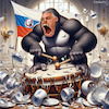 Cartoon: Orban Gorilla besucht Russland (small) by MorituruS tagged viktor,orban,premier,minister,in,russland,ohne,mandat,der,eu,ungarn,freiheit,ratspräsidentschaft,make,europe,greatagain,unterstützung,ukraine,brüssel,rechtsstaatlichkeit,skeptiker,veto,partei,fidesz,autokratie,demokratie,wähler,rechtsruck,urban,guerilla,gorilla,porzellanladen,trojanisches,pferd,putin,cartoon,karikatur,moriturus