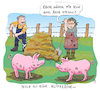 Cartoon: Seufz.. (small) by Rebecca-Meyer tagged bauer,bäuerin,landwirt,misthaufen,schweine,rosa,träumen,mistgabel,wechseljahre,klimakrise,mann,frau,hormone,hitzewallungen,einmal,prinzessin,sein