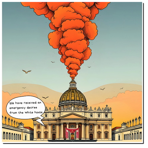 Cartoon: Pope Orange (medium) by A Human tagged papst,vatikan,rom,italy,italien,pope,vatican,rome,usa,whitehouse,konklave,conclave,papst,vatikan,rom,italy,italien,pope,vatican,rome,usa,whitehouse